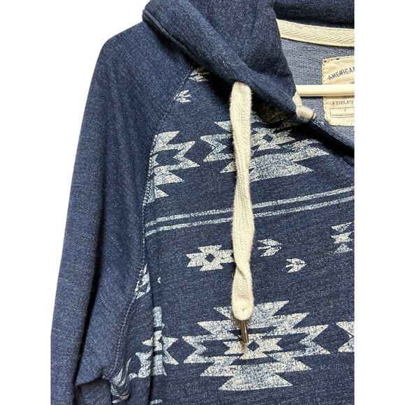 American Eagle Hoodie Men's Size Medium Blue Aztec Southwestern Vintage - Picture 4 of 7